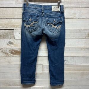 Big Star Rikki Jeans Womens 27‎ Blue Low Rise Flap Pockets Embroidered Stretch